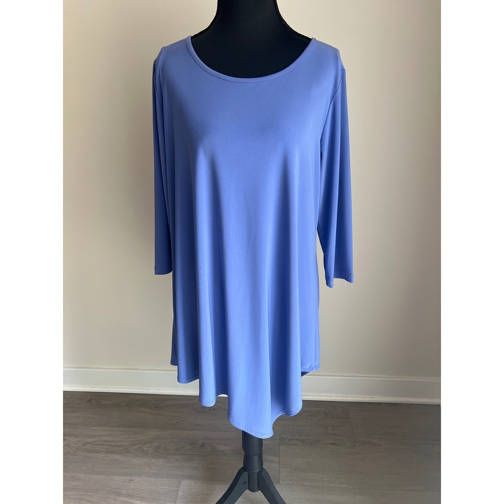Clara Sunwoo Periwinkle Blue Liquid Jersey Asymmetrical Sharkbite Tunic Top M